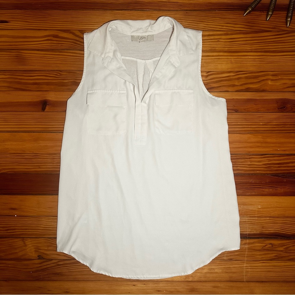 Loft White Collar Tank Top - Size Medium